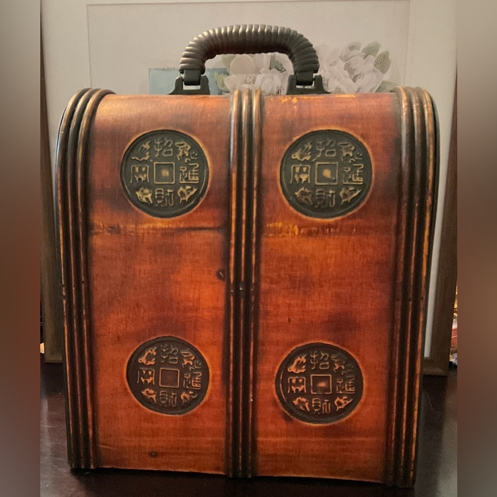 Steampunk Inspired Brown Decorative Wine Box. 11” X 10” EUC